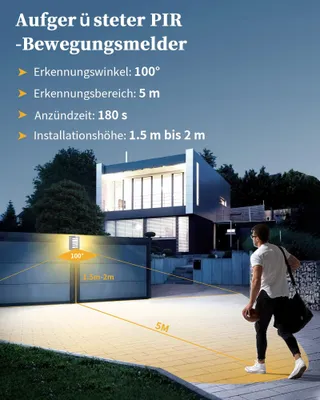 UNIKCST Buitenlampen Bewegingssensor Wand Warmwit IP44 2x12W — miniatuur 3