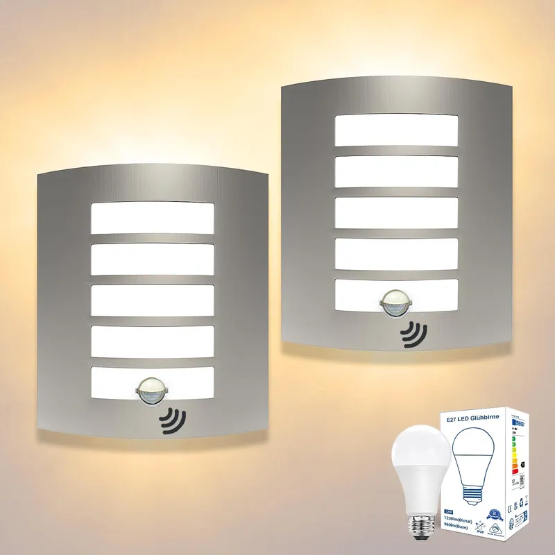 UNIKCST Buitenlampen Bewegingssensor Wand Warmwit IP44 2x12W — foto 1