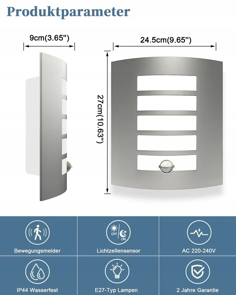 UNIKCST Buitenlampen Bewegingssensor Wand Warmwit IP44 2x12W — foto 6