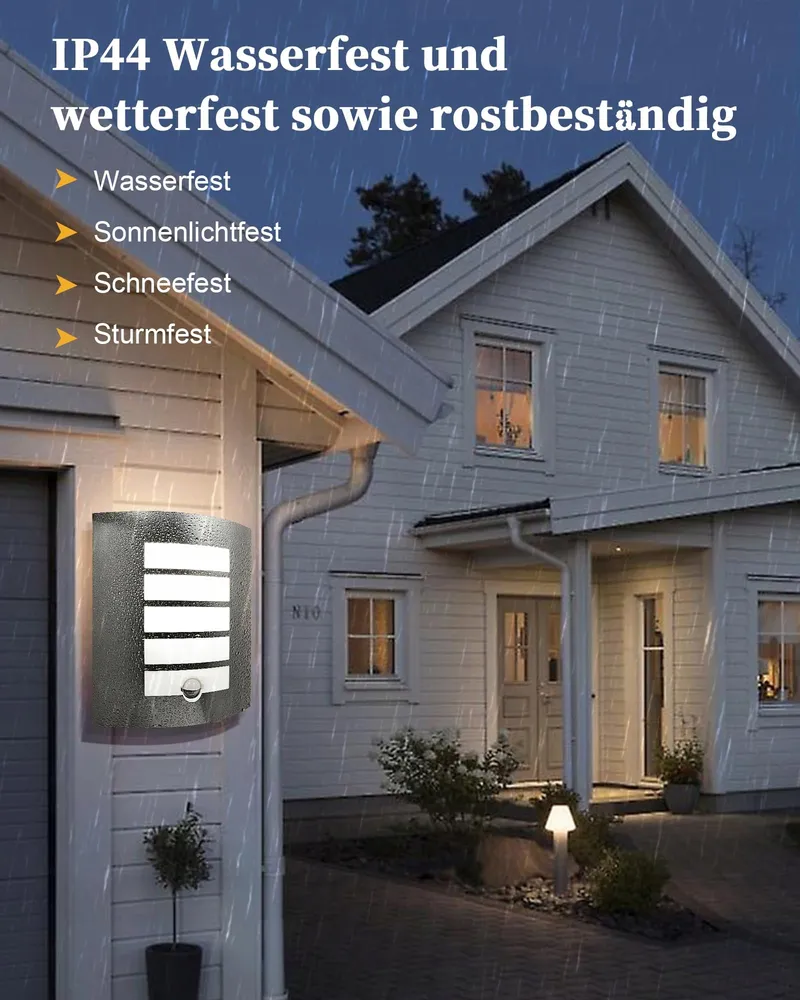 UNIKCST Buitenlampen Bewegingssensor Wand Warmwit IP44 2x12W — foto 4