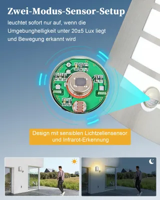 UNIKCST Buitenlampen Bewegingssensor Wand Warmwit IP44 2x12W — miniatuur 2
