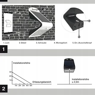 REV Solar LED Buitenlamp Bewegingsmelder Zwart IP54 2000mAh — miniatuur 6