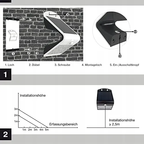 REV Solar LED Buitenlamp Bewegingsmelder Zwart IP54 2000mAh — foto 6