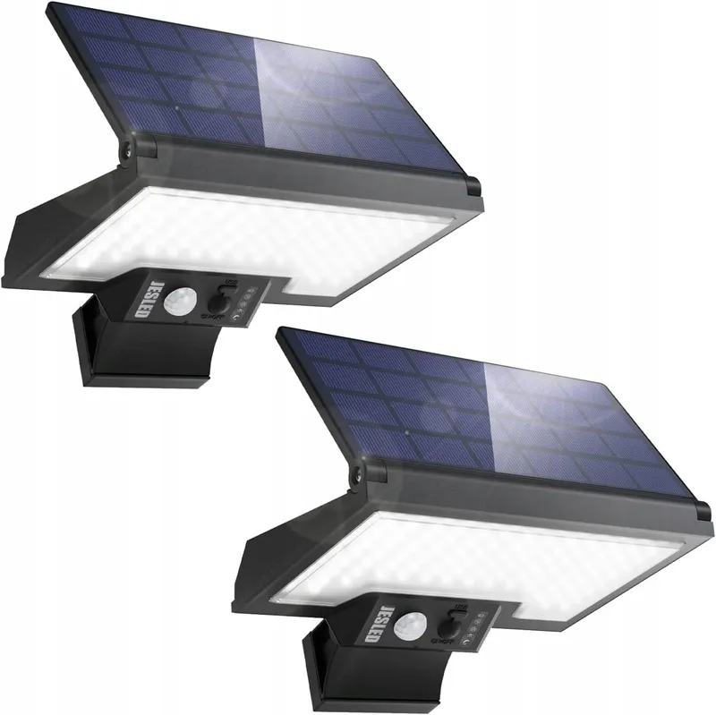 JESLED Solarlampen Bewegingssensor Draaibaar Tuin IP65 108LED 2 Stuks — foto 1
