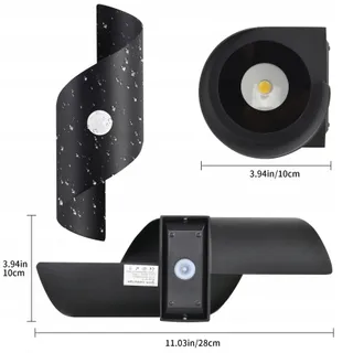 KUKAK LED Wandlamp Bewegingssensor Buiten Zwart Koud Wit 10W IP65 — miniatuur 7