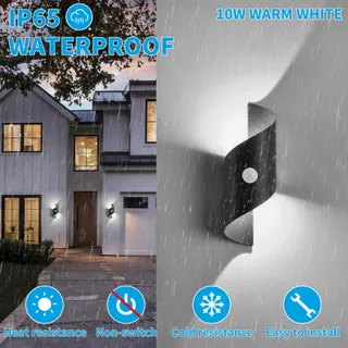 KUKAK LED Wandlamp Bewegingssensor Buiten Zwart Koud Wit 10W IP65 — miniatuur 6