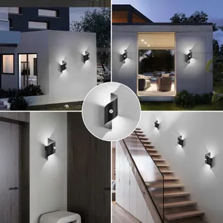 KUKAK LED Wandlamp Bewegingssensor Buiten Zwart Koud Wit 10W IP65 — miniatuur 5
