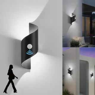 KUKAK LED Wandlamp Bewegingssensor Buiten Zwart Koud Wit 10W IP65 — miniatuur 1