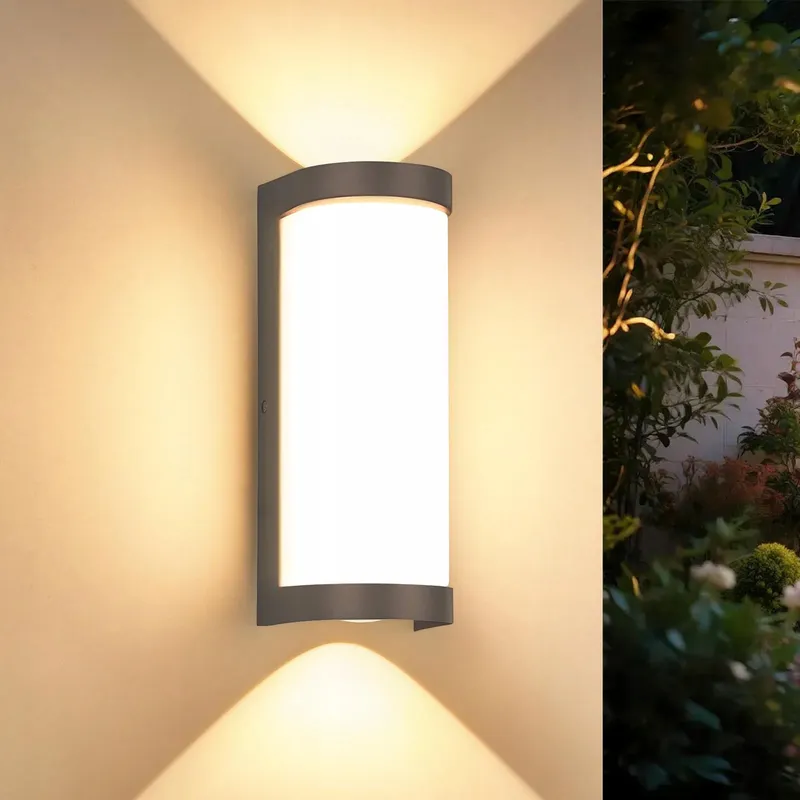 YINDALU LED Wandlamp Waterdicht Antraciet Warm Binnen 24W IP65 — foto 1