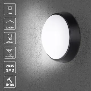 M LED Plafond- en Wandlamp Rond Zwart 2 Stuks Interieur 18W 4000K IP65 — miniatuur 2