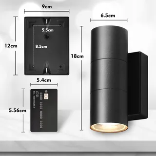 CELAVY LED Buitenwandlamp Modern Up Down Zwart IP65 2 Stuks — miniatuur 4