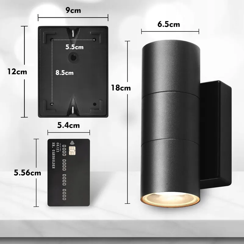 CELAVY LED Buitenwandlamp Modern Up Down Zwart IP65 2 Stuks — foto 4
