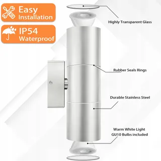JNR Up Down Buitenwandlamp Waterdicht Zilver LED GU10 IP54 — miniatuur 4