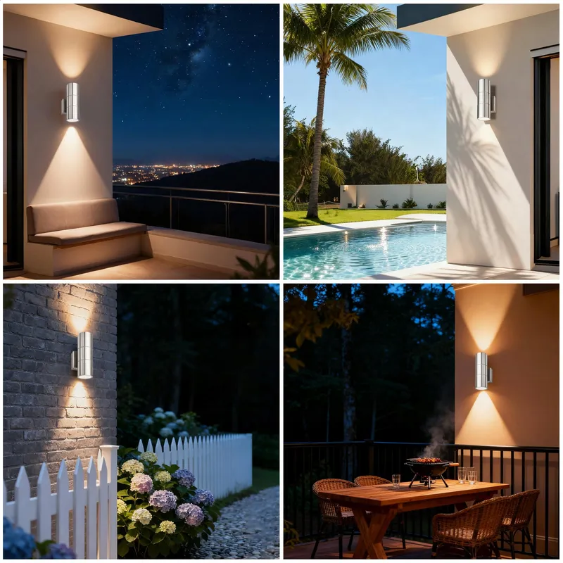 JNR Up Down Buitenwandlamp Waterdicht Zilver LED GU10 IP54 — foto 6