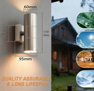 JNR Up Down Buitenwandlamp Waterdicht Zilver LED GU10 IP54 — miniatuur 2