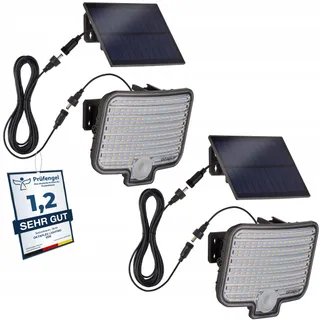 OKTAPLEX Solar Wandlamp Met Bewegingsmelder Antraciet IP44 2 Stuks — miniatuur 1