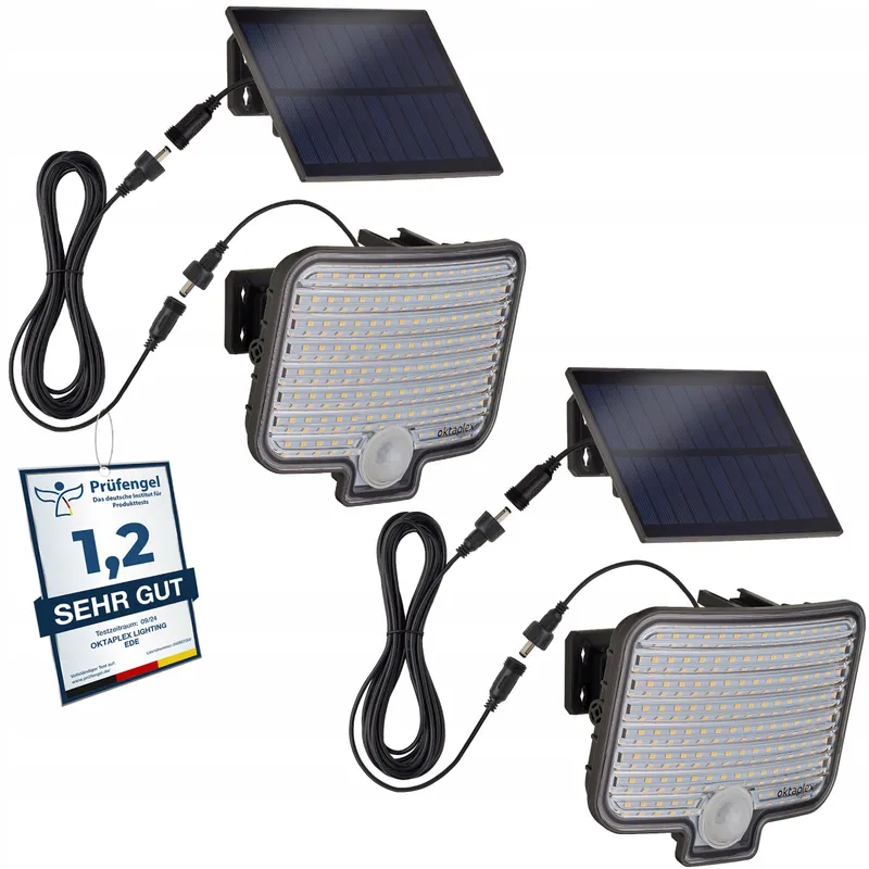 OKTAPLEX Solar Wandlamp Met Bewegingsmelder Antraciet IP44 2 Stuks — foto 1