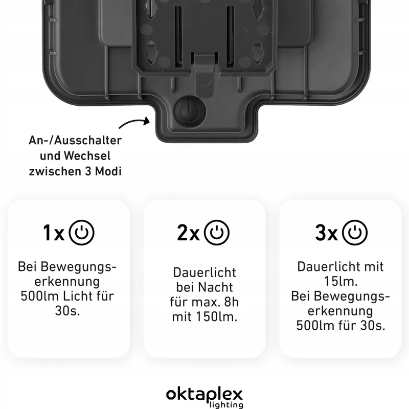OKTAPLEX Solar Wandlamp Met Bewegingsmelder Antraciet IP44 2 Stuks — foto 4