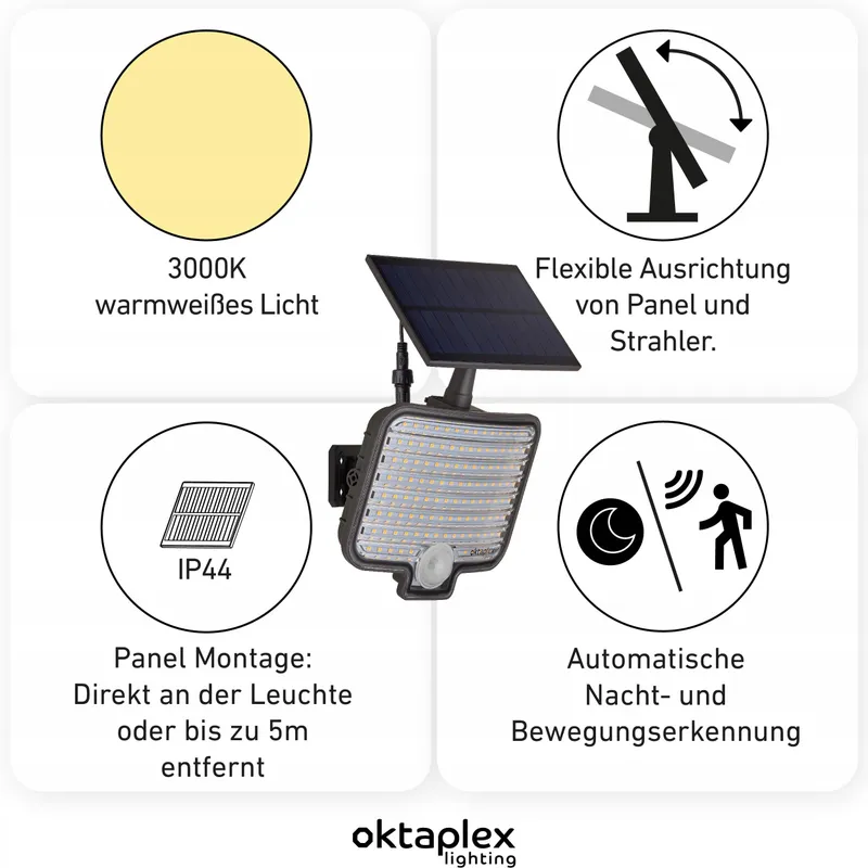 OKTAPLEX Solar Wandlamp Met Bewegingsmelder Antraciet IP44 2 Stuks — foto 2