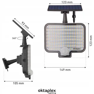 OKTAPLEX Solar Wandlamp Met Bewegingsmelder Antraciet IP44 2 Stuks — miniatuur 6