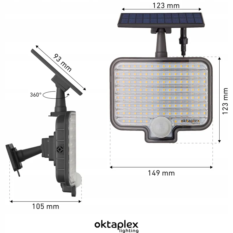 OKTAPLEX Solar Wandlamp Met Bewegingsmelder Antraciet IP44 2 Stuks — foto 6