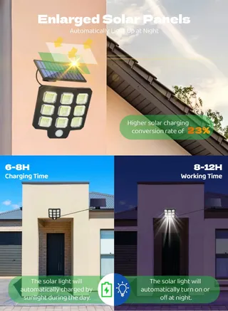 WEGOODLIFE Solarlamp Bewegingssensor Afstandsbediening Tuin Garage IP65 — miniatuur 7