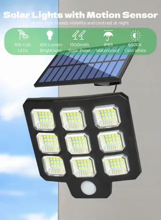 WEGOODLIFE Solarlamp Bewegingssensor Afstandsbediening Tuin Garage IP65 — miniatuur 2