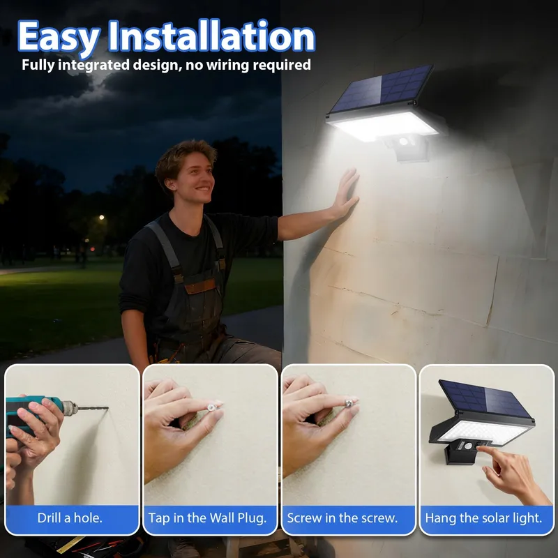 JESLED Solarlampen Bewegingssensor Draaibaar Tuin IP65 — foto 3