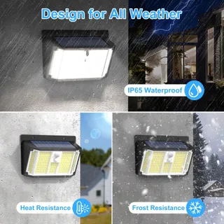 FRATINK Solarlampen Bewegingssensor IP65 268 LED 2 Stuks — miniatuur 6