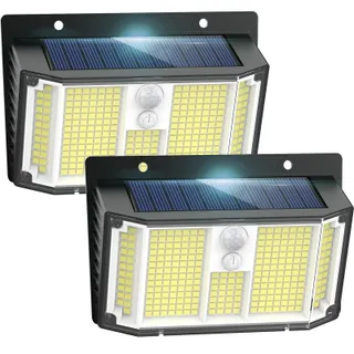 FRATINK Solarlampen Bewegingssensor IP65 268 LED 2 Stuks — miniatuur 1