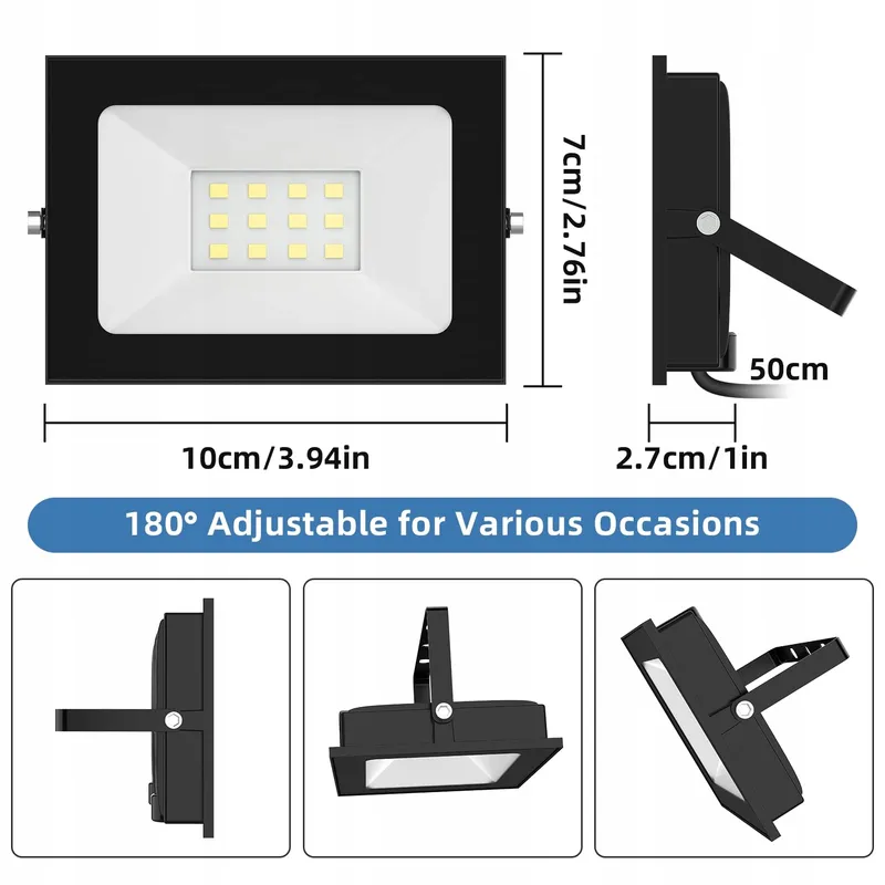 PAPASBOX LED Schijnwerper Buiten Warmwit Waterdicht 12V 10W IP65 — foto 2