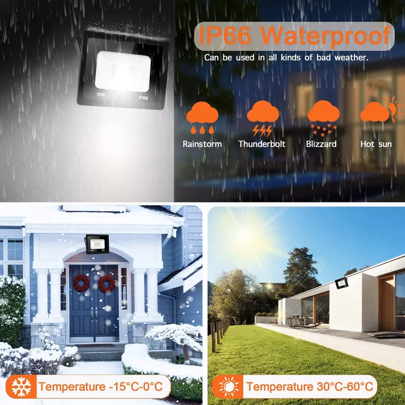 JEFEDANA LED Schijnwerper Buiten Extra Fel Warmwit 10W IP66 — foto 5