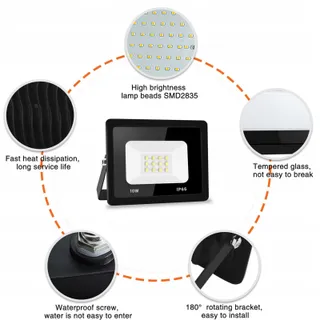 JEFEDANA LED Schijnwerper Buiten Extra Fel Warmwit 10W IP66 — miniatuur 3