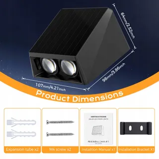 QUNTIS Solar LED Buitenwandlamp IP65 Balkon Terras 4 St — miniatuur 7