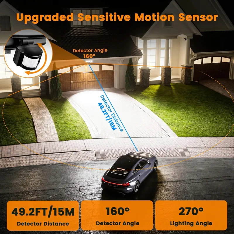 KIBTOY Batterijlamp Met Bewegingssensor Buiten Tuin Garage IP65 — foto 4