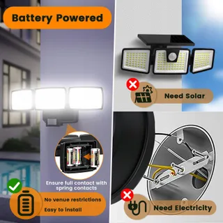 KIBTOY Batterijlamp Met Bewegingssensor Buiten Tuin Garage IP65 — miniatuur 3