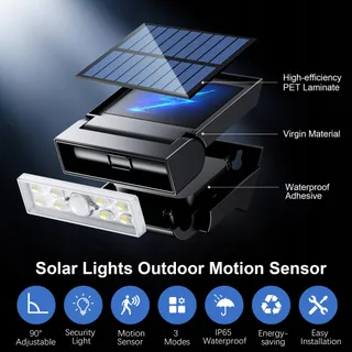 GILIWOSY Solar Buitenlamp met Bewegingssensor Tuin Garage IP65 — miniatuur 2
