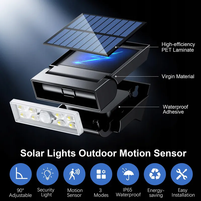 GILIWOSY Solar Buitenlamp met Bewegingssensor Tuin Garage IP65 — foto 2