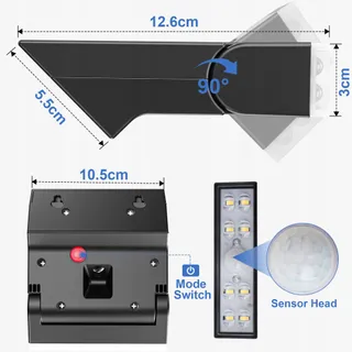 GILIWOSY Solar Buitenlamp met Bewegingssensor Tuin Garage IP65 — miniatuur 7