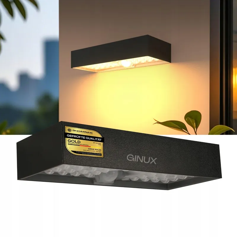 GINUX Solarlamp Bewegingssensor Super Fel Zwart 60W — foto 1
