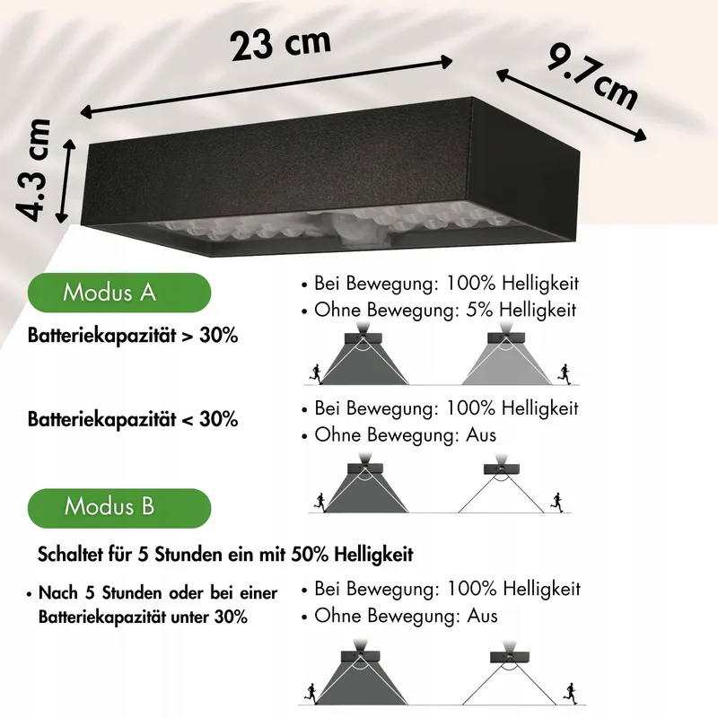 GINUX Solarlamp Bewegingssensor Super Fel Zwart 60W — foto 3