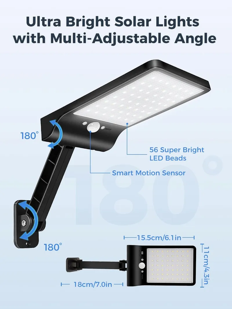 COLBOR Solar Buitenlamp Bewegingsmelder Afstandsbediening 56 LED — foto 5