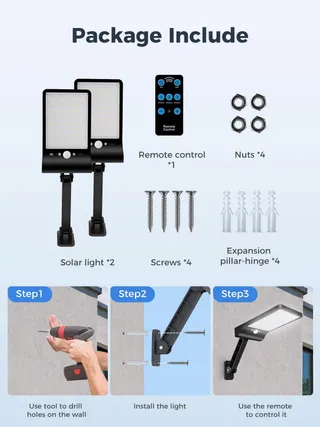 COLBOR Solar Buitenlamp Bewegingsmelder Afstandsbediening 56 LED — miniatuur 6