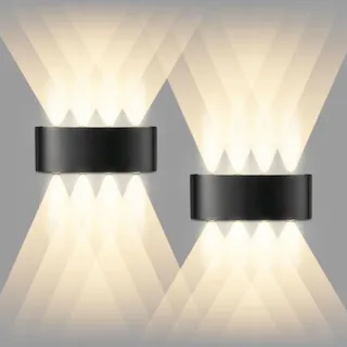 CHEVVY LED Wandlamp Up Down Zwart Modern Binnen Buiten 2x8W — miniatuur 1