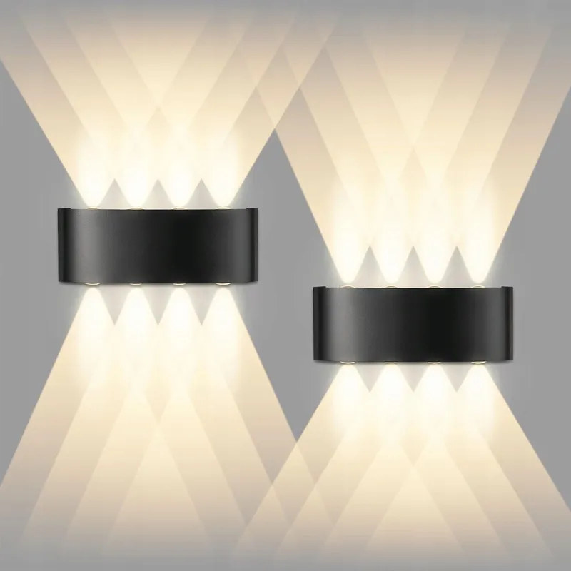 CHEVVY LED Wandlamp Up Down Zwart Modern Binnen Buiten 2x8W — foto 1