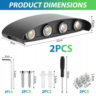 CHEVVY LED Wandlamp Up Down Zwart Modern Binnen Buiten 2x8W — miniatuur 2