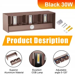 KLIGHTEN Up Down Buitenlamp Met Bewegingssensor Verstelbaar 30W IP65 — miniatuur 3
