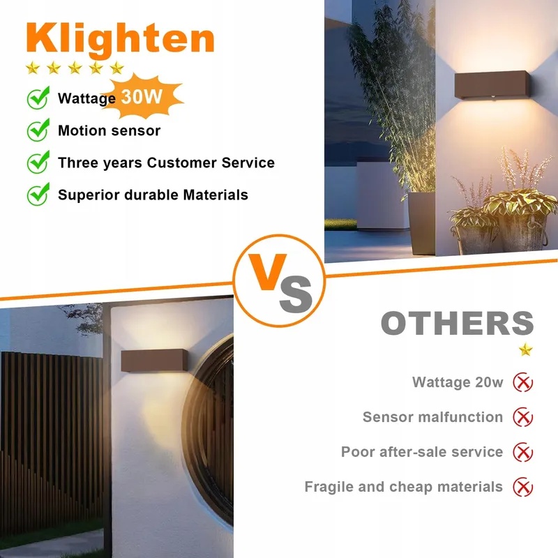 KLIGHTEN Up Down Buitenlamp Met Bewegingssensor Verstelbaar 30W IP65 — foto 2
