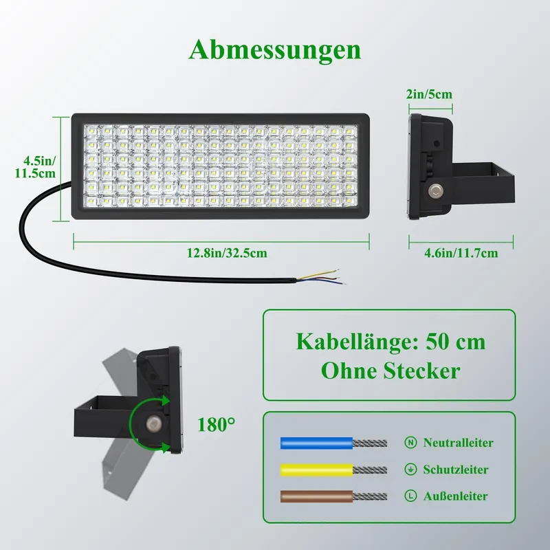 SUFUYA LED Schijnwerper Schemersensor 100W IP67 — foto 8