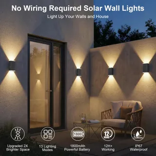 GBEAST Solar Buitenwandlamp RGB Decoratief Boven Onder IP67 — miniatuur 2